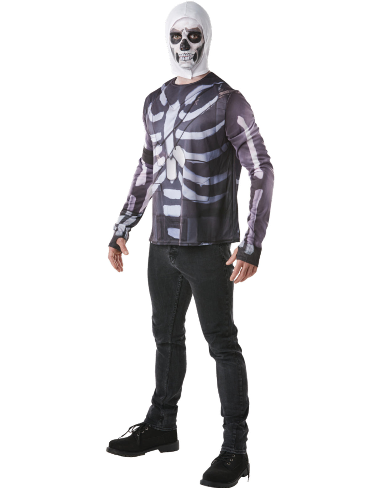 T-shirt et cagoule Skull Trooper Fortnite™ pour adulte noir et blanc avec motif squelette