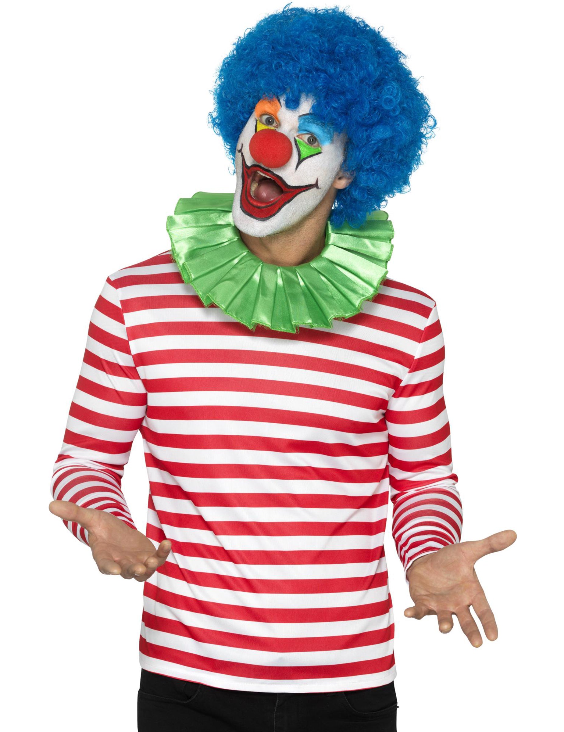 Mise en situation façon clown du T-shirt rayé pirate pour adulte