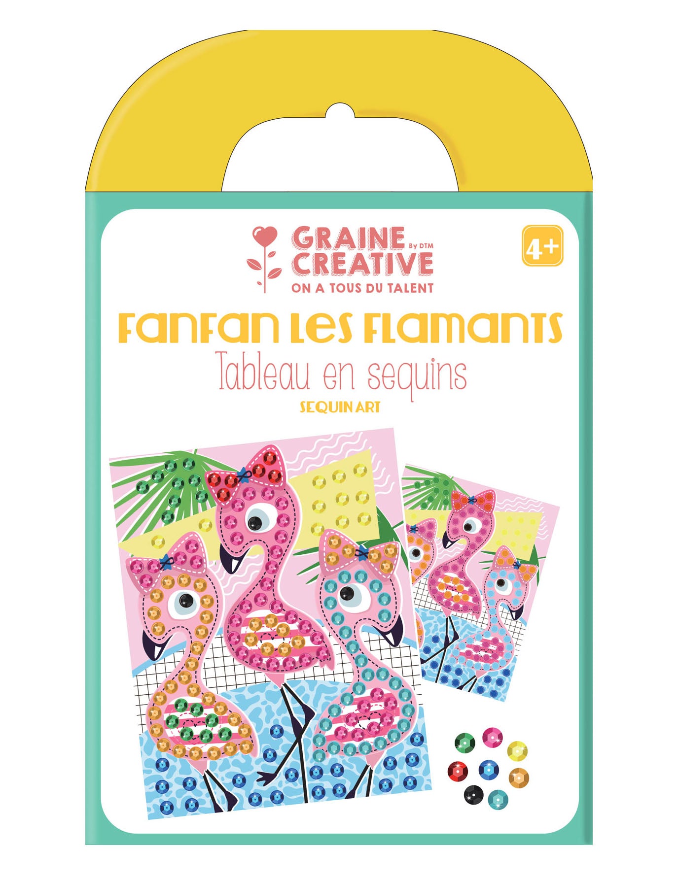 Kit créatif tableau en sequins flamants roses pour enfant multicolore