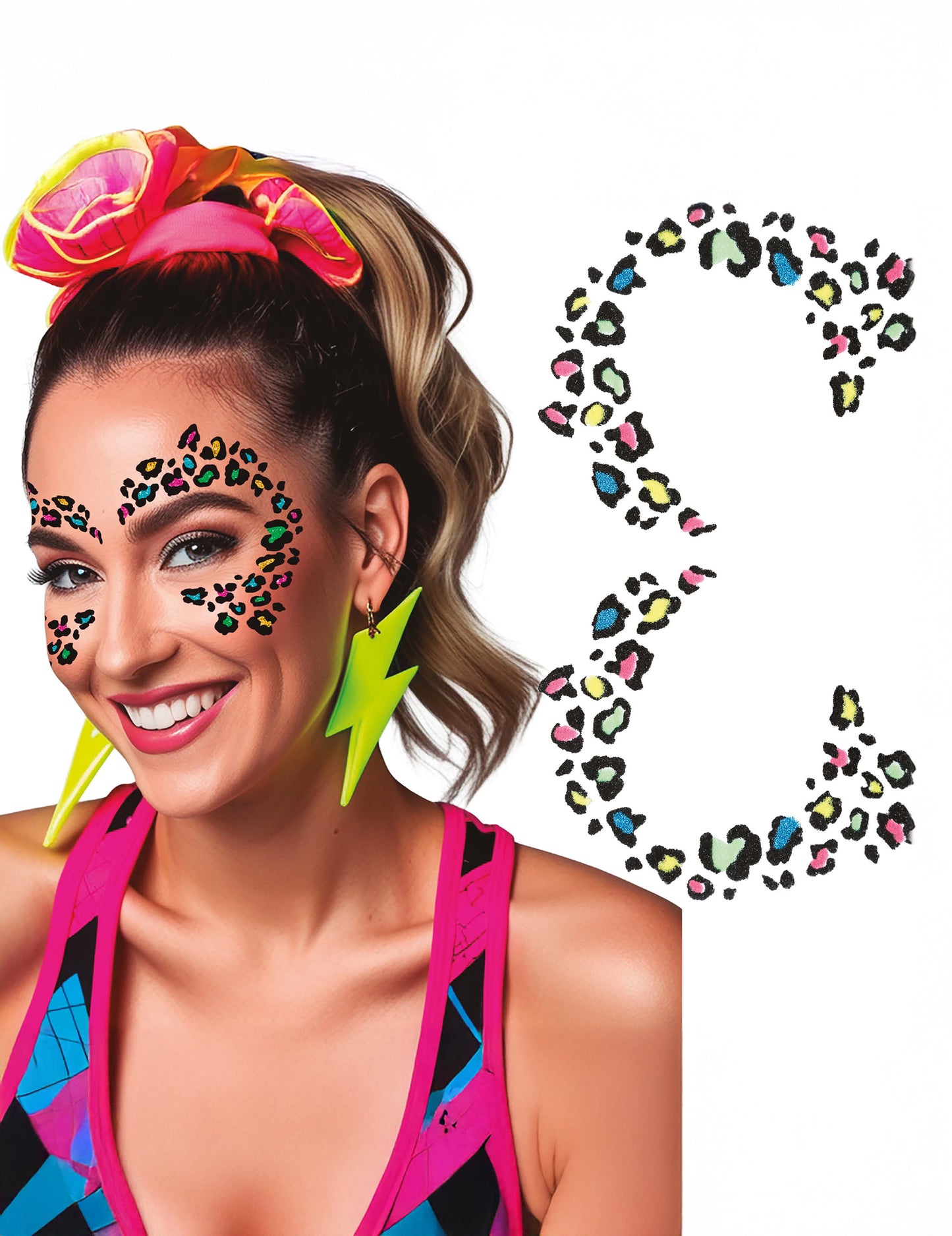 Višebojna leopard tetovaža s glitterom