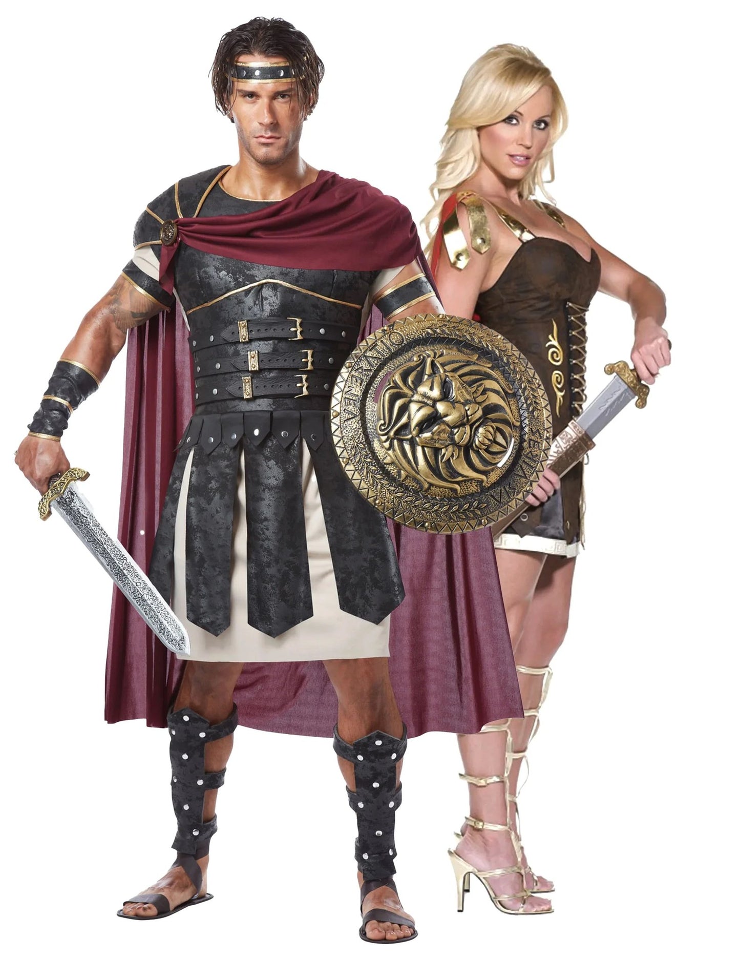 Déguisement de couple gladiateur romain adultes