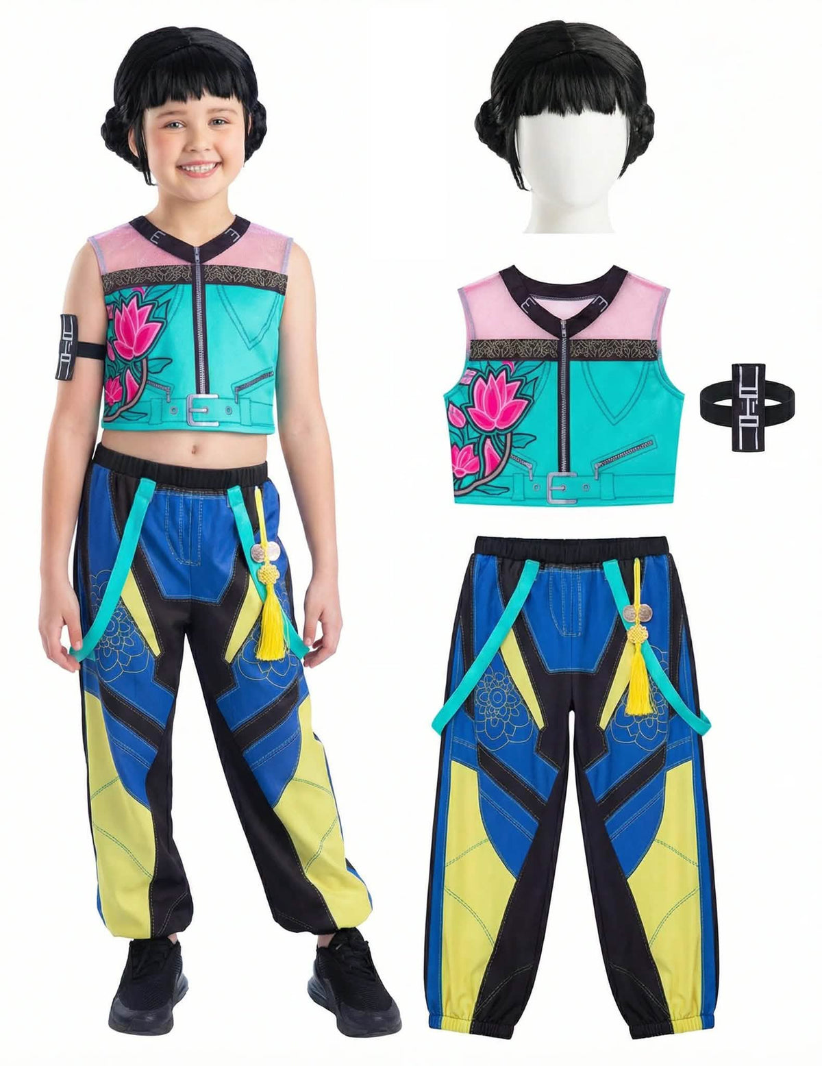 Komplet za kostim i periku Zoey Kpop Demon Hunter™ za djevojčicu