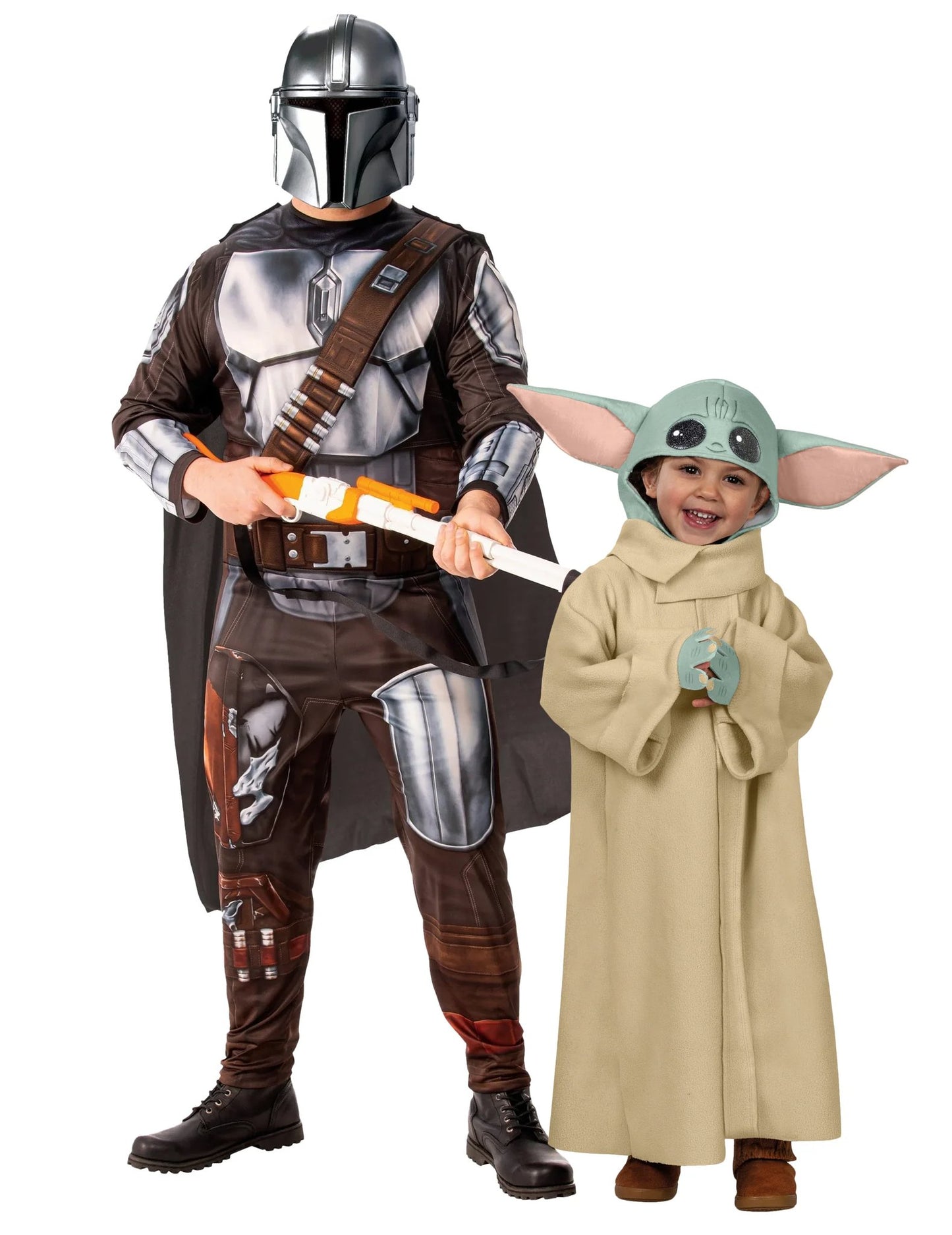 Déguisement de couple Mandalorian et baby Yoda père et fils