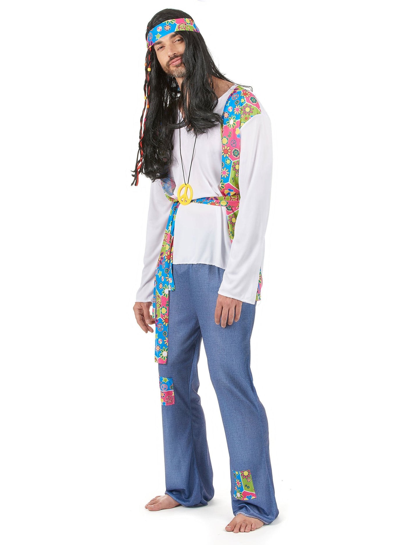 Déguisement de couple hippie coloré adulte