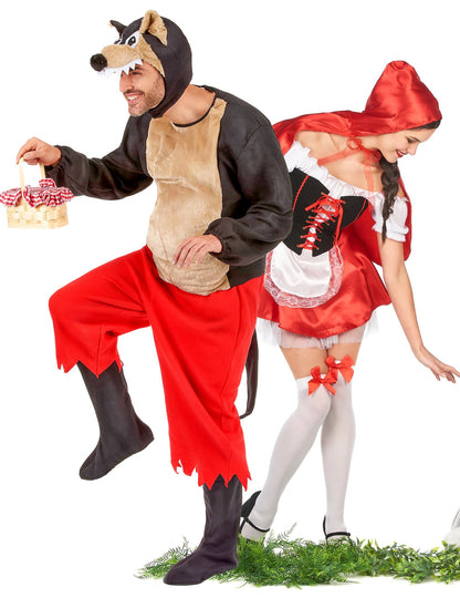 Déguisement de couple du chaperon rouge et du grand méchant loup