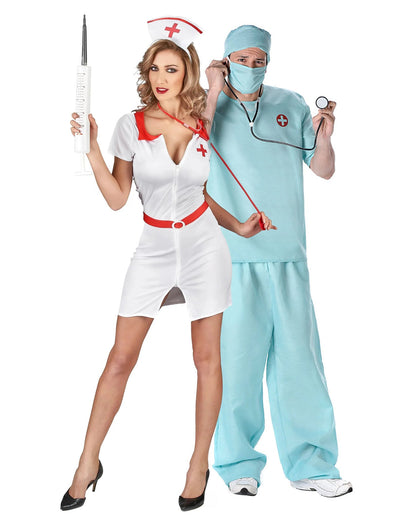 Déguisement de couple docteur et infirmière adultes