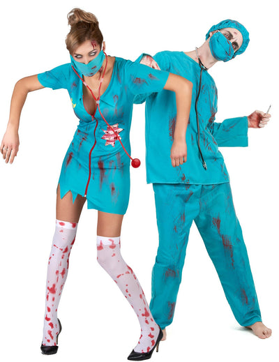 Par kostim medicinske sestre i zombija kirurga za odrasle za Noć vještica