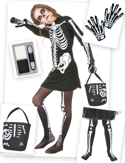 Pakiranje kostima kostura za Halloween za djevojčice
