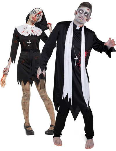 Par kostim zombi svećenika za Halloween pareja