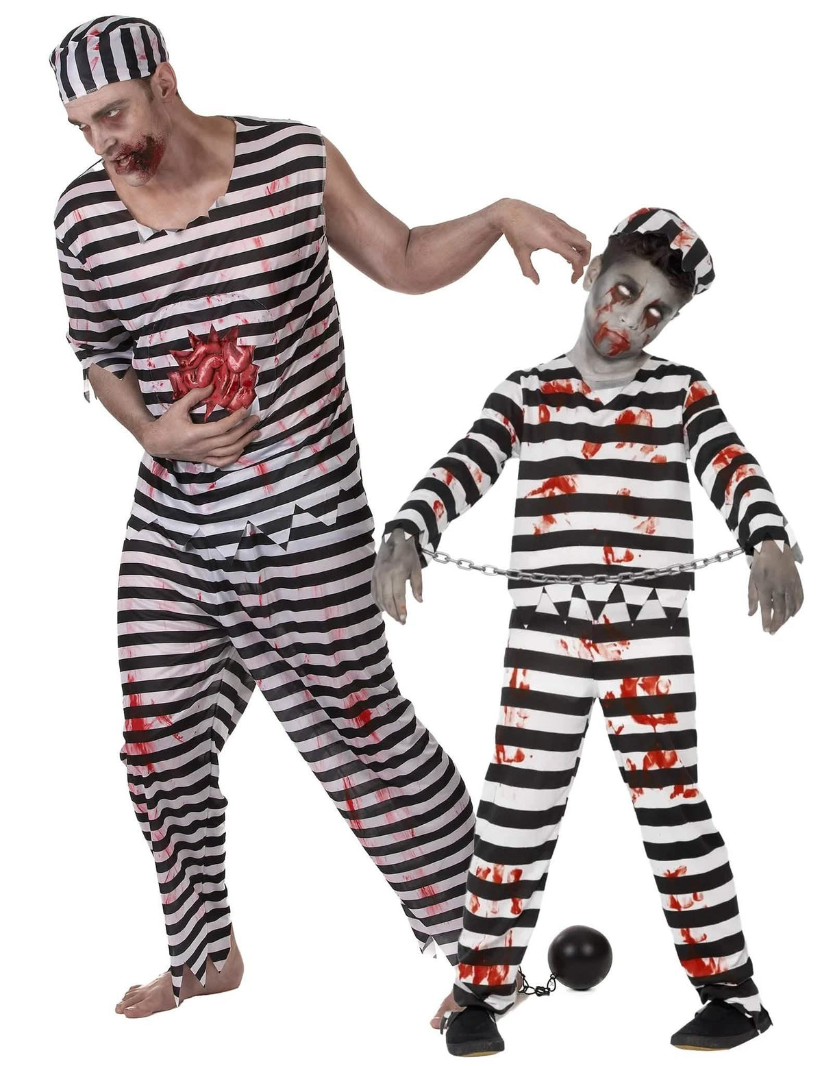 Užasni zombi zatvorenik kostim za par, otac i sin, Halloween