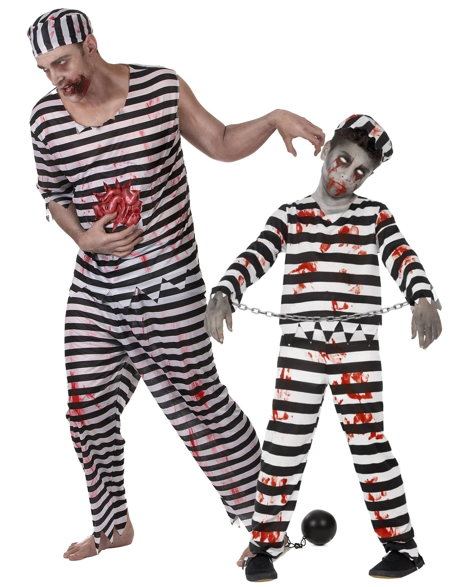 Užasni zombi zatvorenik kostim za par, otac i sin, Halloween