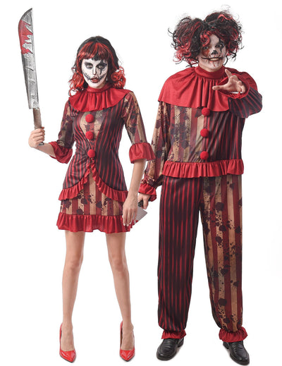 Déguisement de couple clowns sanglants adulte