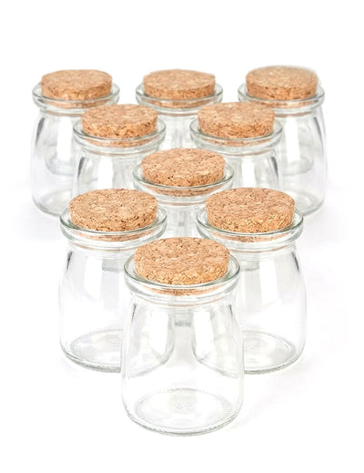 12 petits pots en verre avec bouchon en liège 7 cm