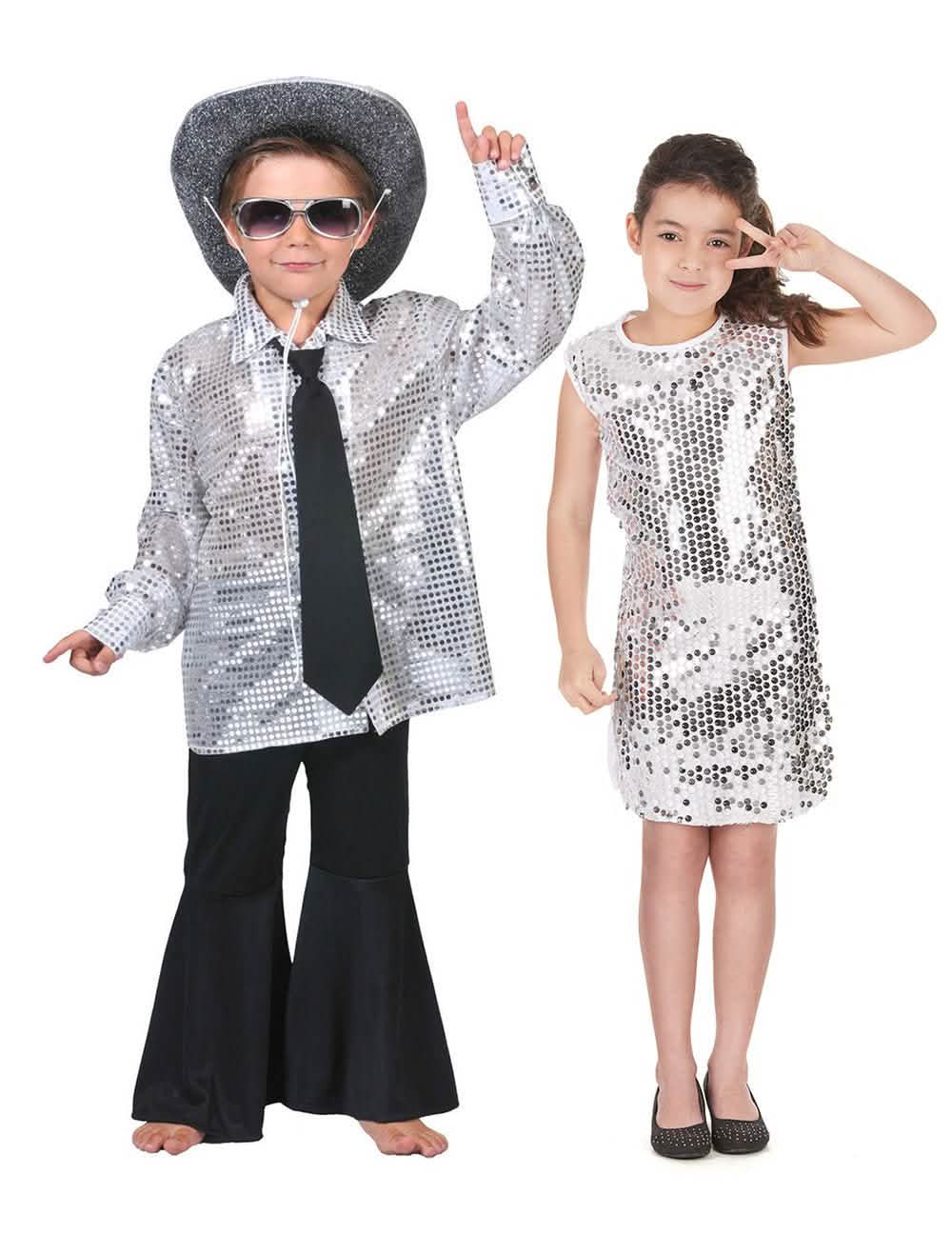 Disco srebrni kostim za par za djecu