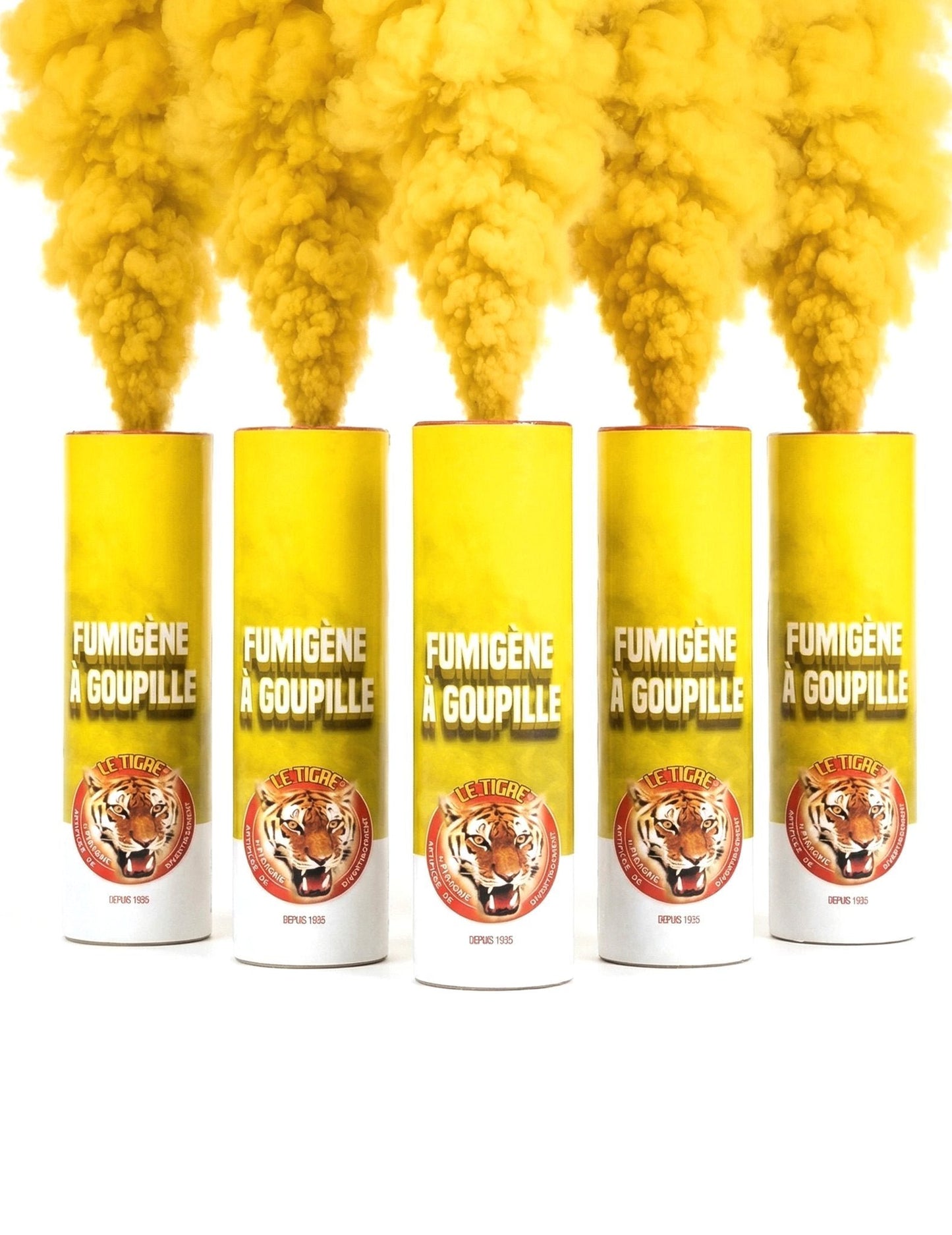 Lot 5 Fumigènes à goupille jaunes 1 min