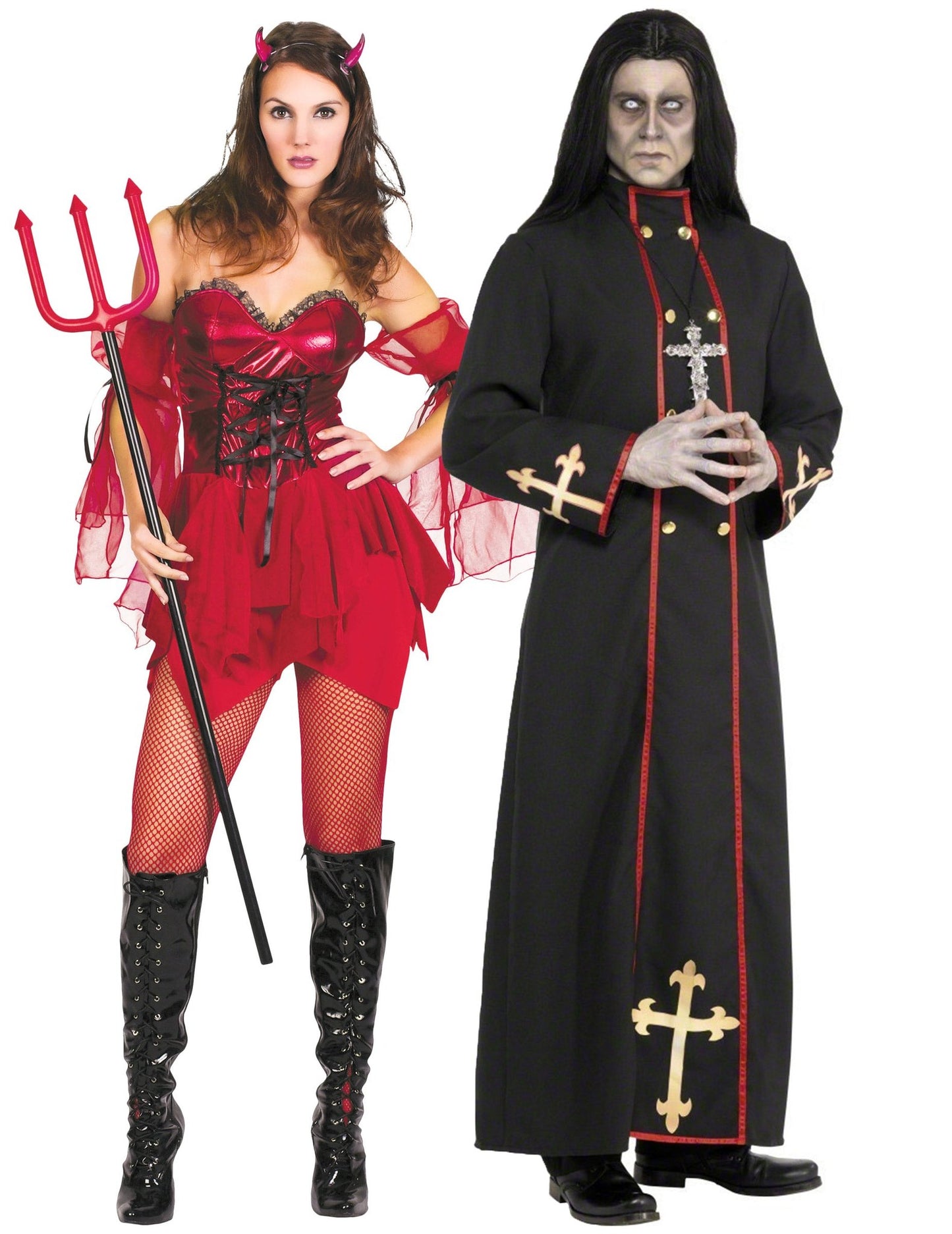 Seksi kostim za par: vražica i demonski redovnik za odrasle, Halloween