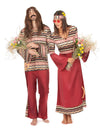 Hippy kostim za par u bordo boji za odrasle