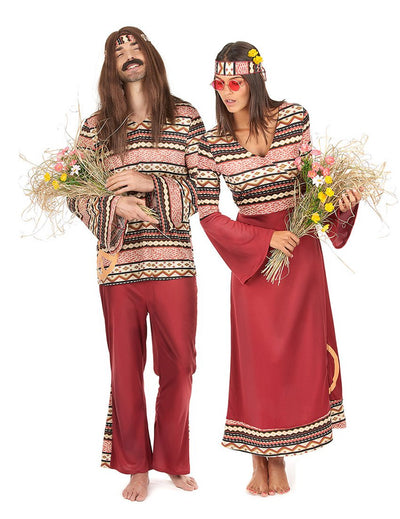 Hippy kostim za par u bordo boji za odrasle