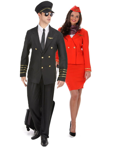Déguisement de couple pilote et hôtesse de l'air adultes