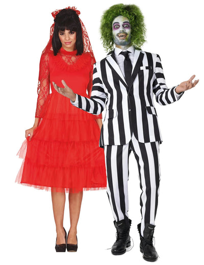 Par kostim Beetlejuice™ i crvene mladenke za odrasle