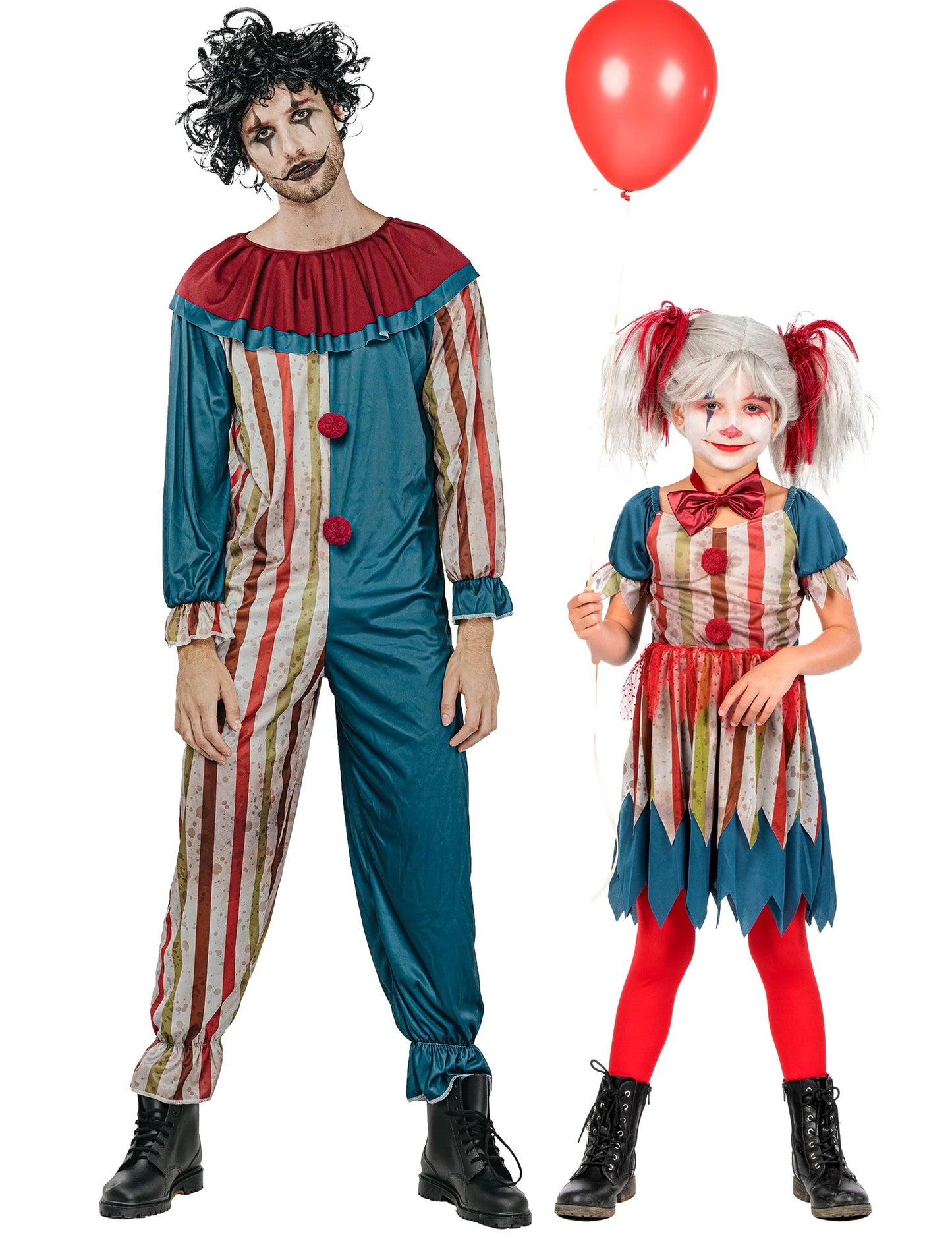 Kostim para šarenih klaunova otac i kći za Halloween