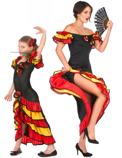 Déguisement de couple danseuse flamenco mère et fille