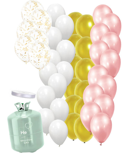 Komplet boce s helijem s balonima za baby shower, ružičasta i zlatna