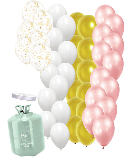 Komplet boce s helijem s balonima za baby shower, ružičasta i zlatna
