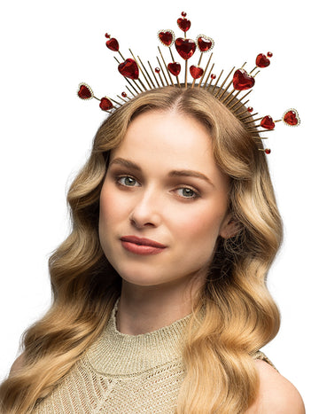Metalna tiara s crvenim srcima