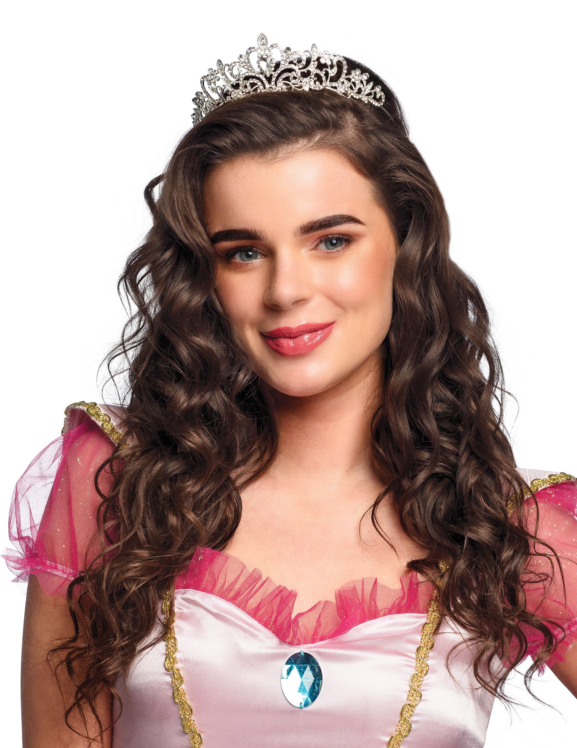 Tiare princesse métallique à strass pour femme argentée