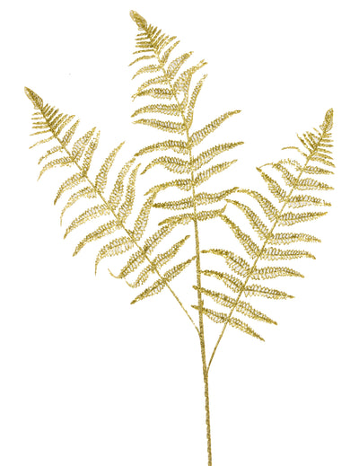 Tige de fougère Noël pour décoration dorée pailletée