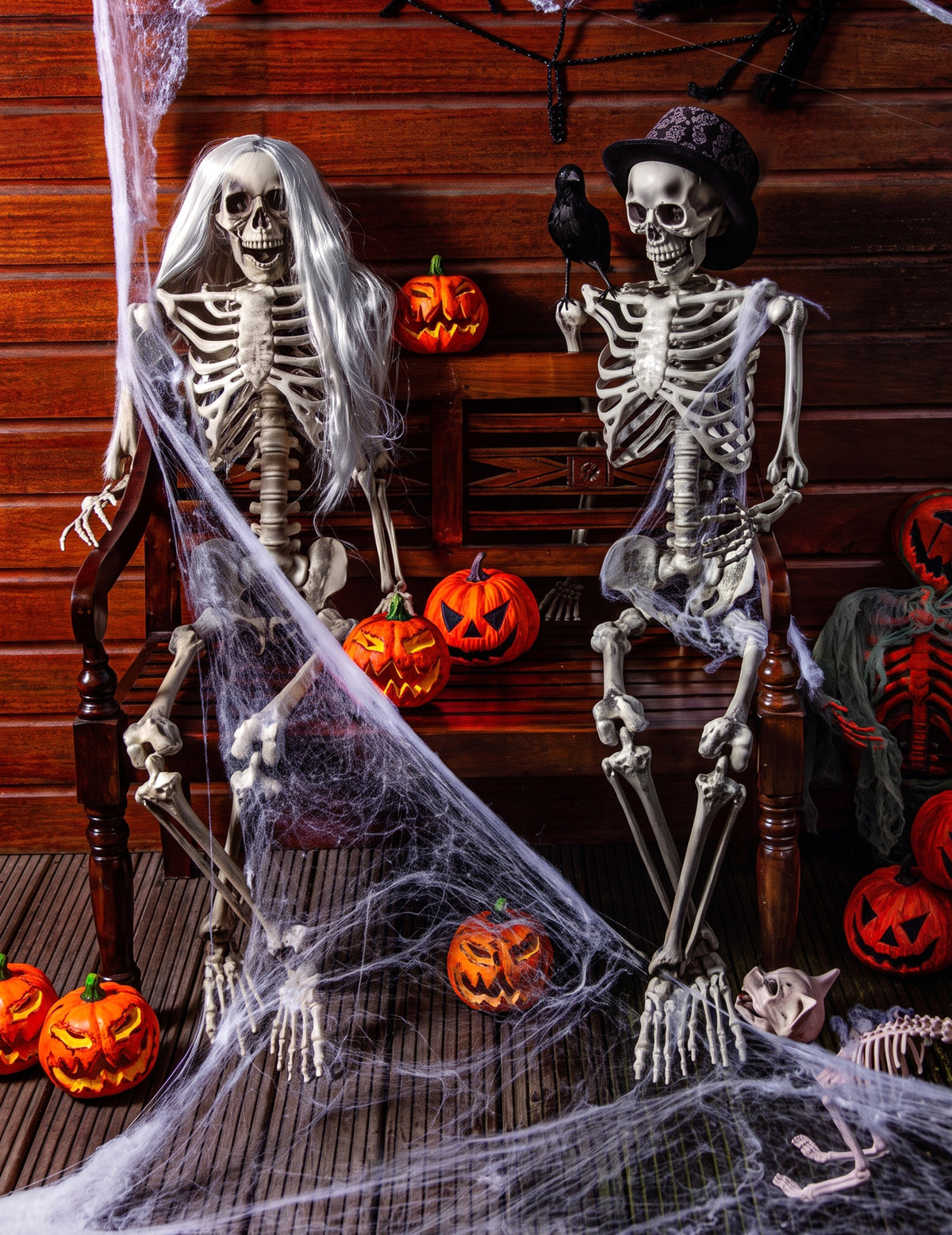 Bijela paukova mreža s paucima 20 g Halloween
