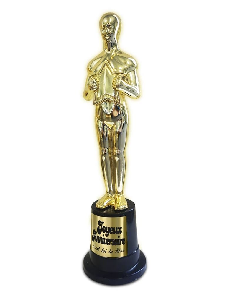 Trophée de star 1 ans de plus pour anniversaire doré et noir
