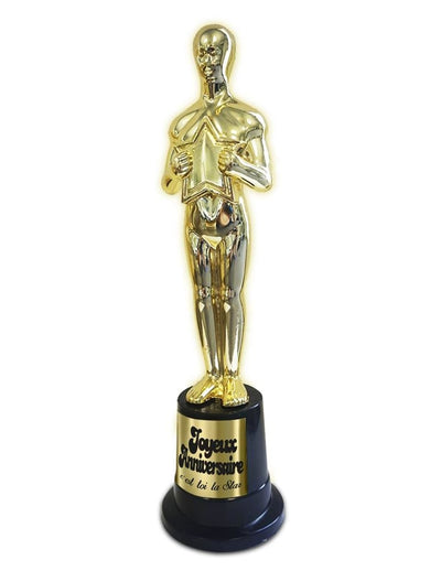 Trophée de star 1 ans de plus pour anniversaire doré et noir