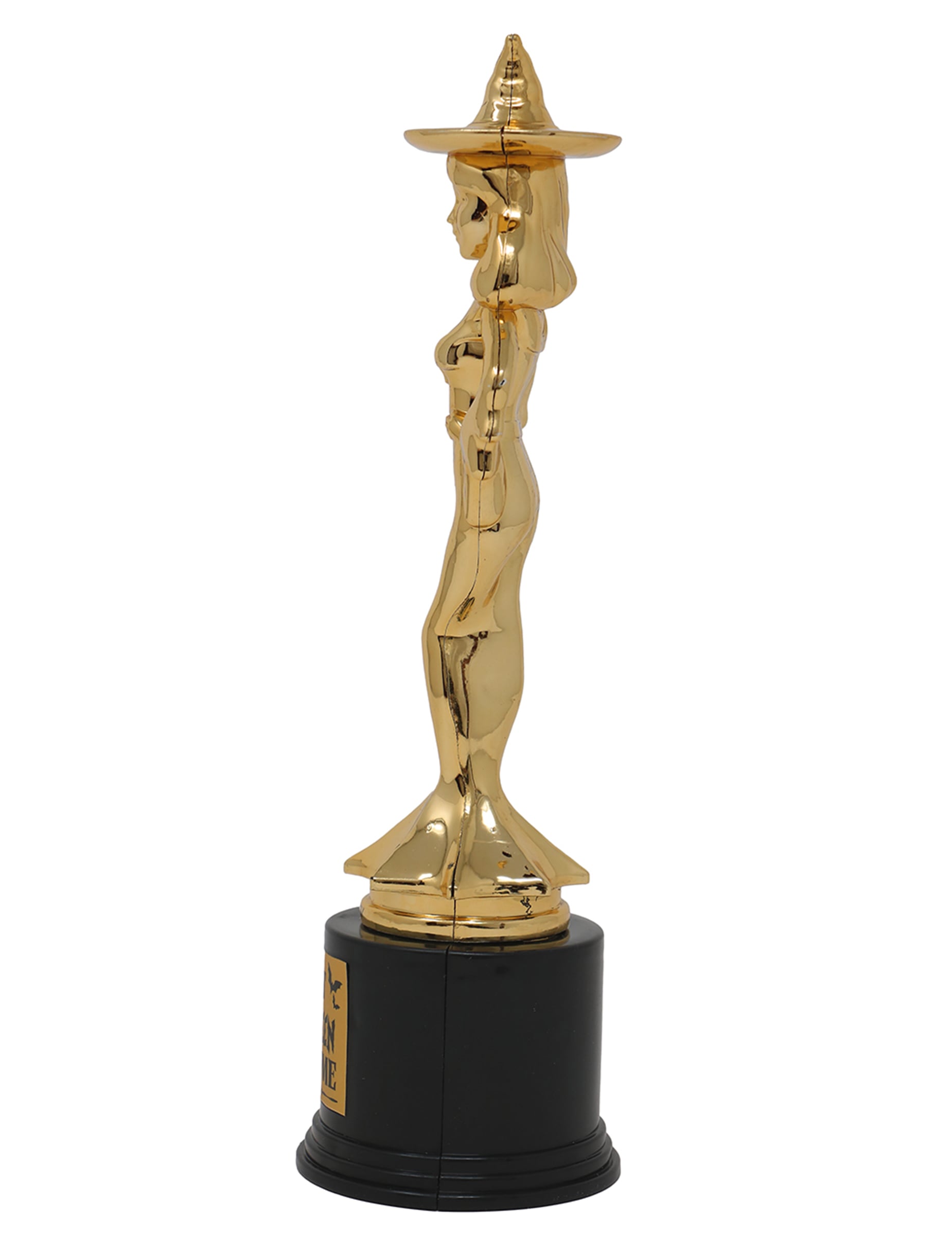 Vue de profil du trophée sorcière meilleur costume d'Halloween
