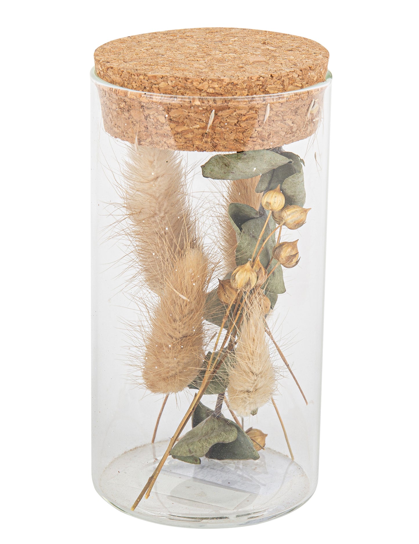 Staklena tegla s pampas travom i eukaliptusom 12,5 cm 