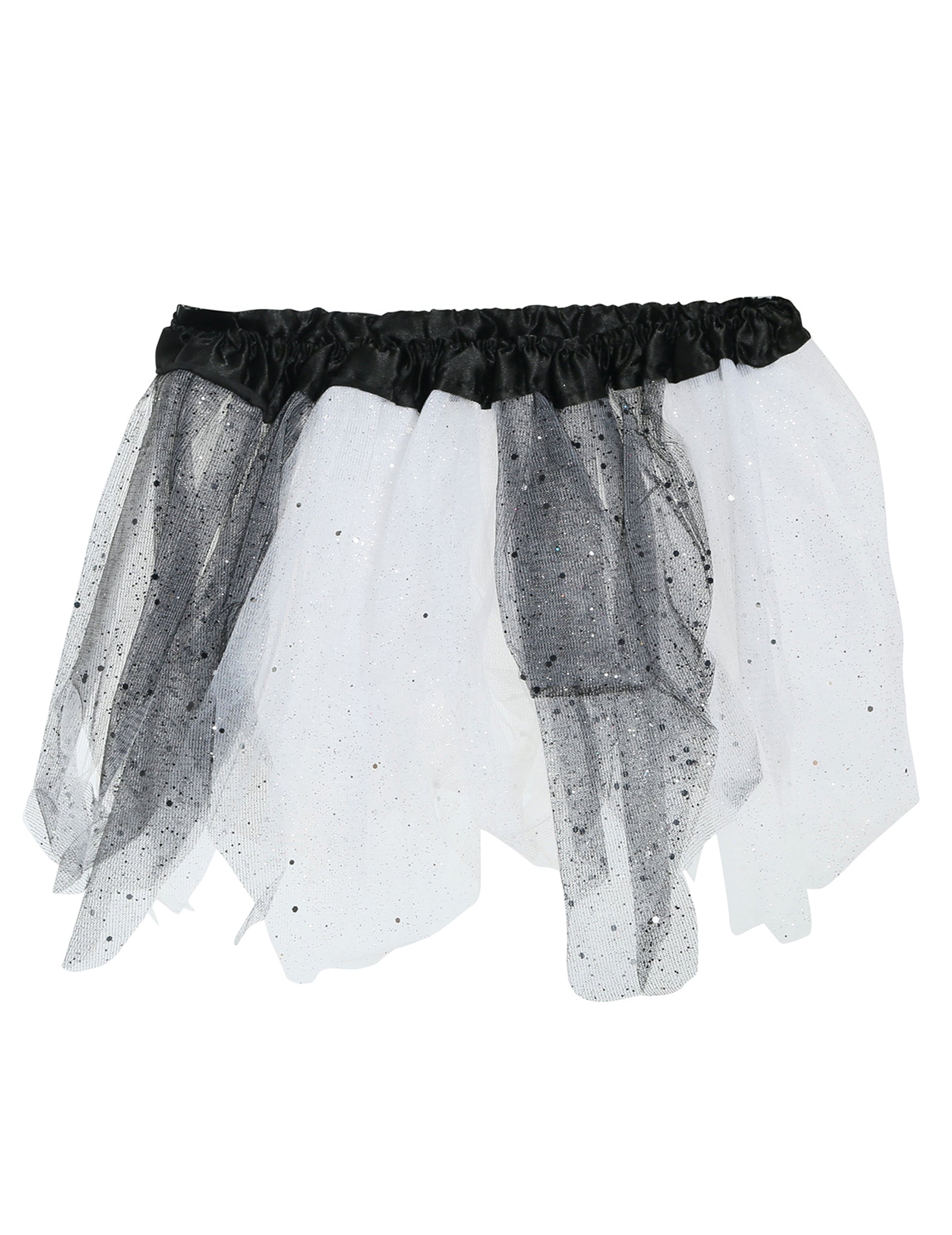 Détail des paillettes et du tulle du Tutu bicolore pour fille noir et blanc à paillettes