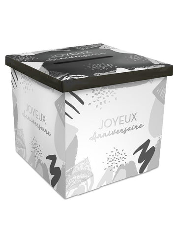 Sretan rođendan bijeli i srebrni karton urne