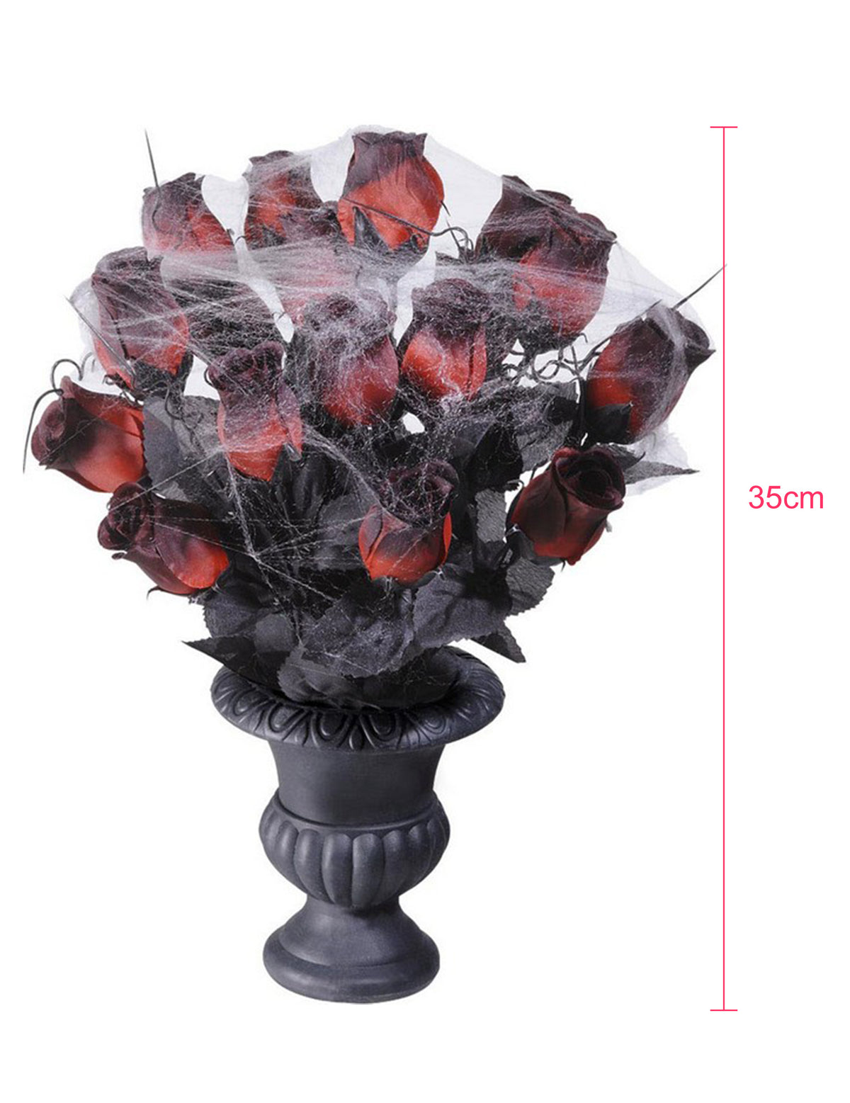 Dimensions du vase gothique avec roses et toiles d'araignée