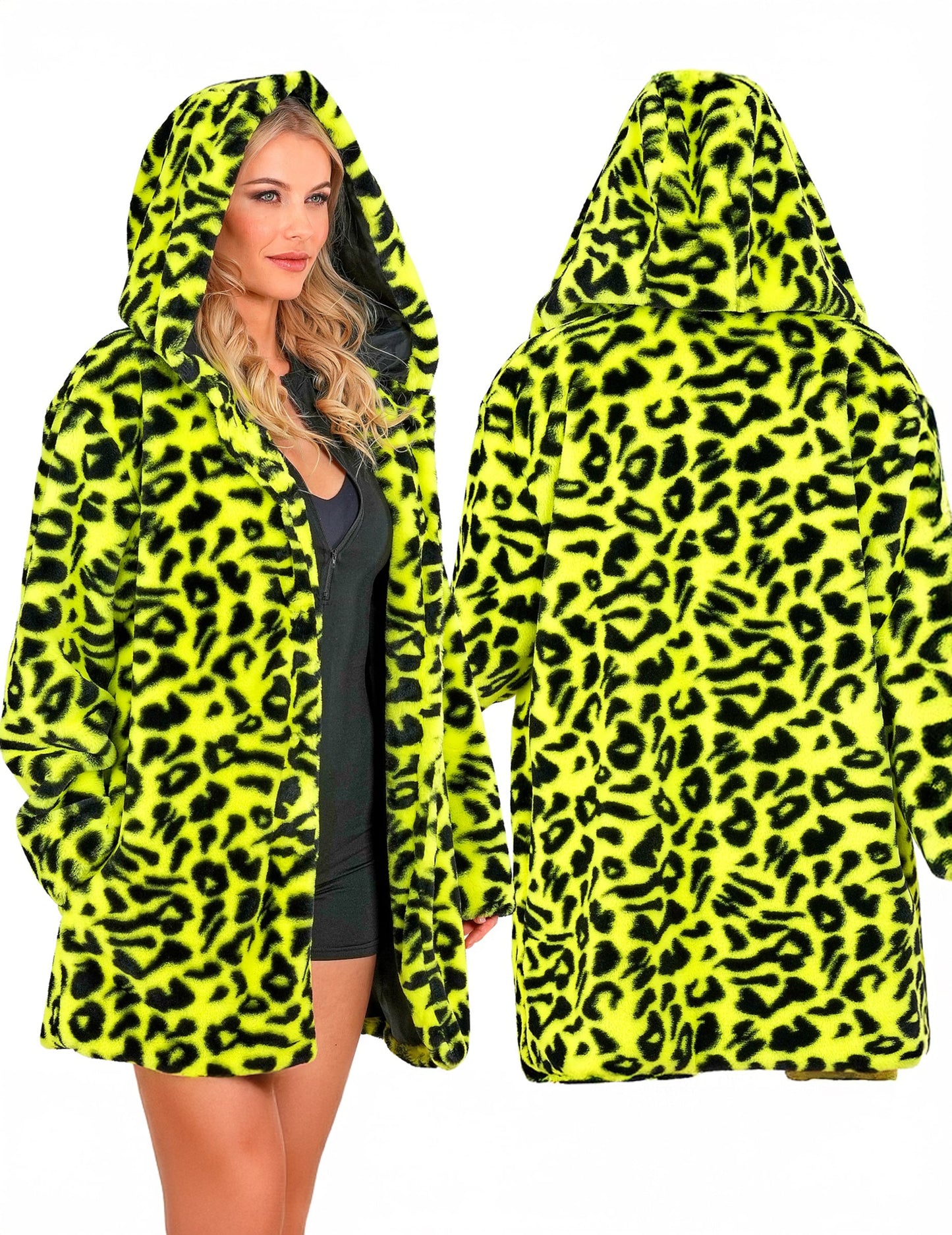 Jakna s kapuljačom od žute leoparde