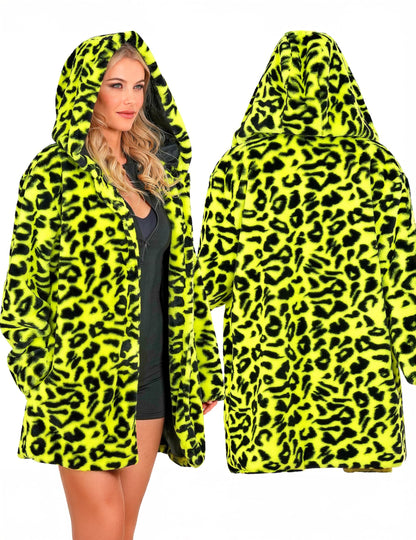 Jakna s kapuljačom od žute leoparde