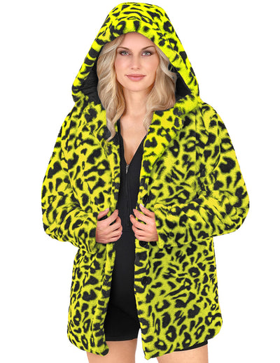 Jakna s kapuljačom od žute leoparde