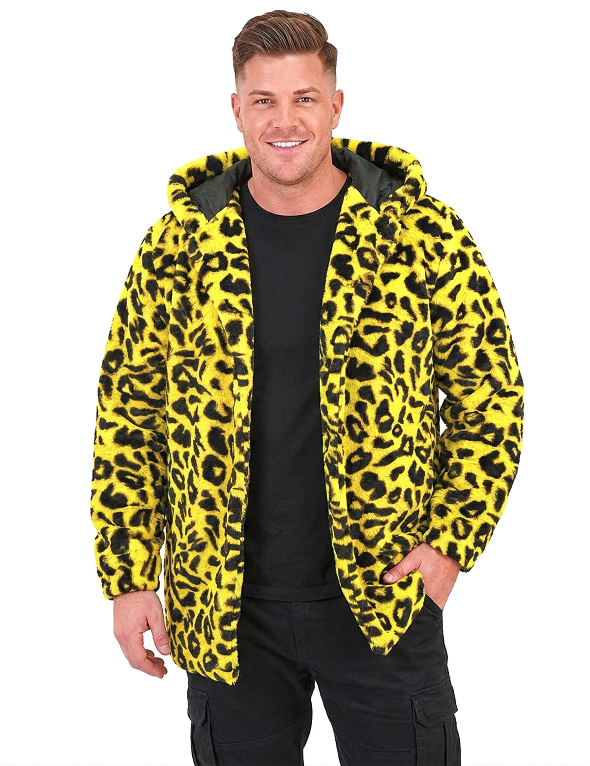 Jakna s kapuljačom od žute leoparde