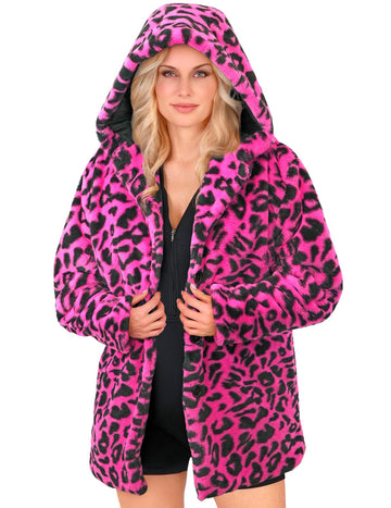 Jakna s kapuljačom od ružičaste leoparde