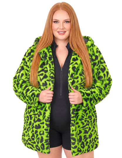 Jakna s kapuljačom od zelene leoparde