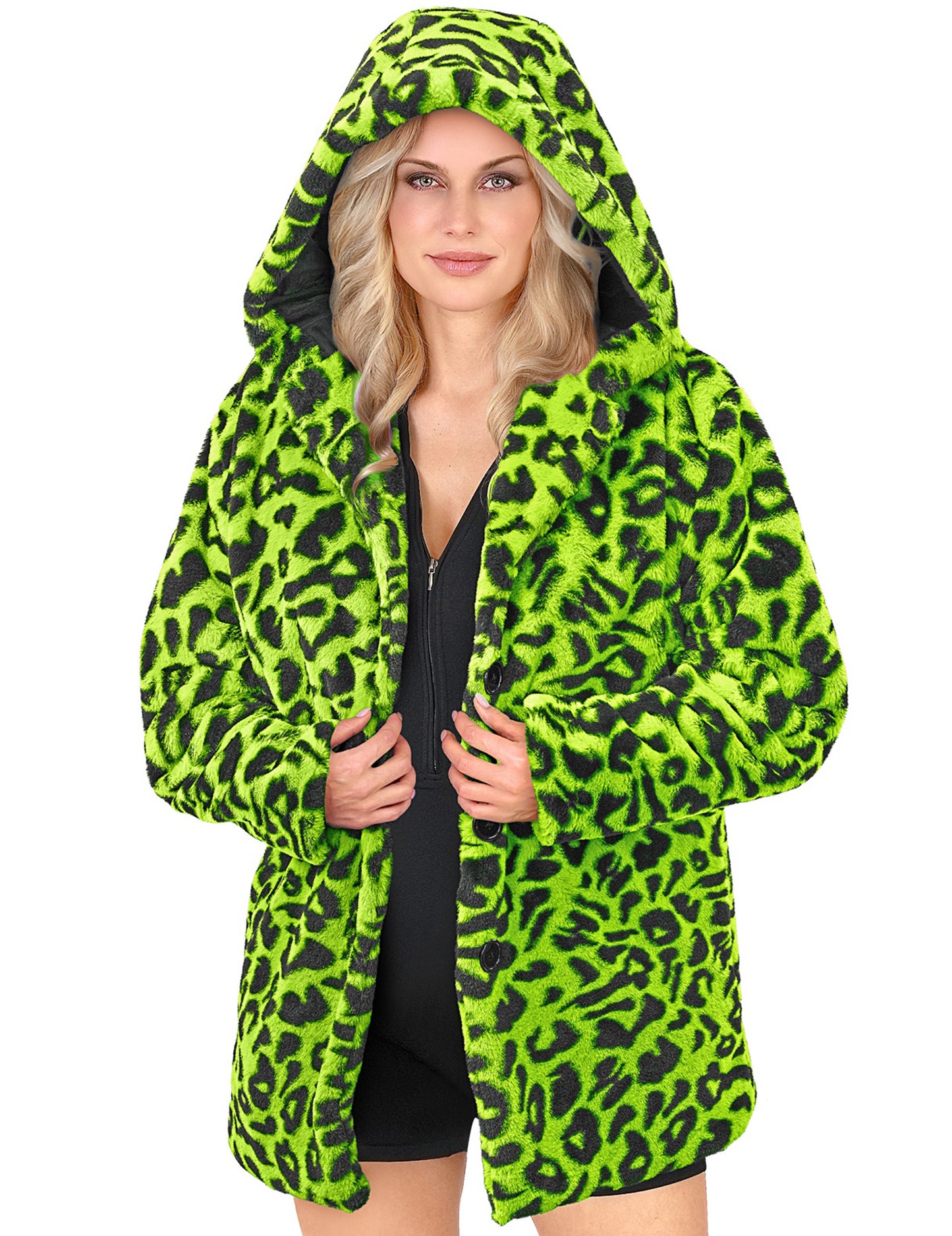 Jakna s kapuljačom od zelene leoparde