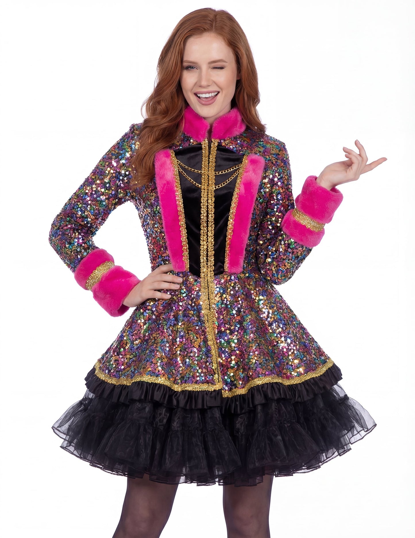 Vue de face de la veste à sequins de luxe pour femme