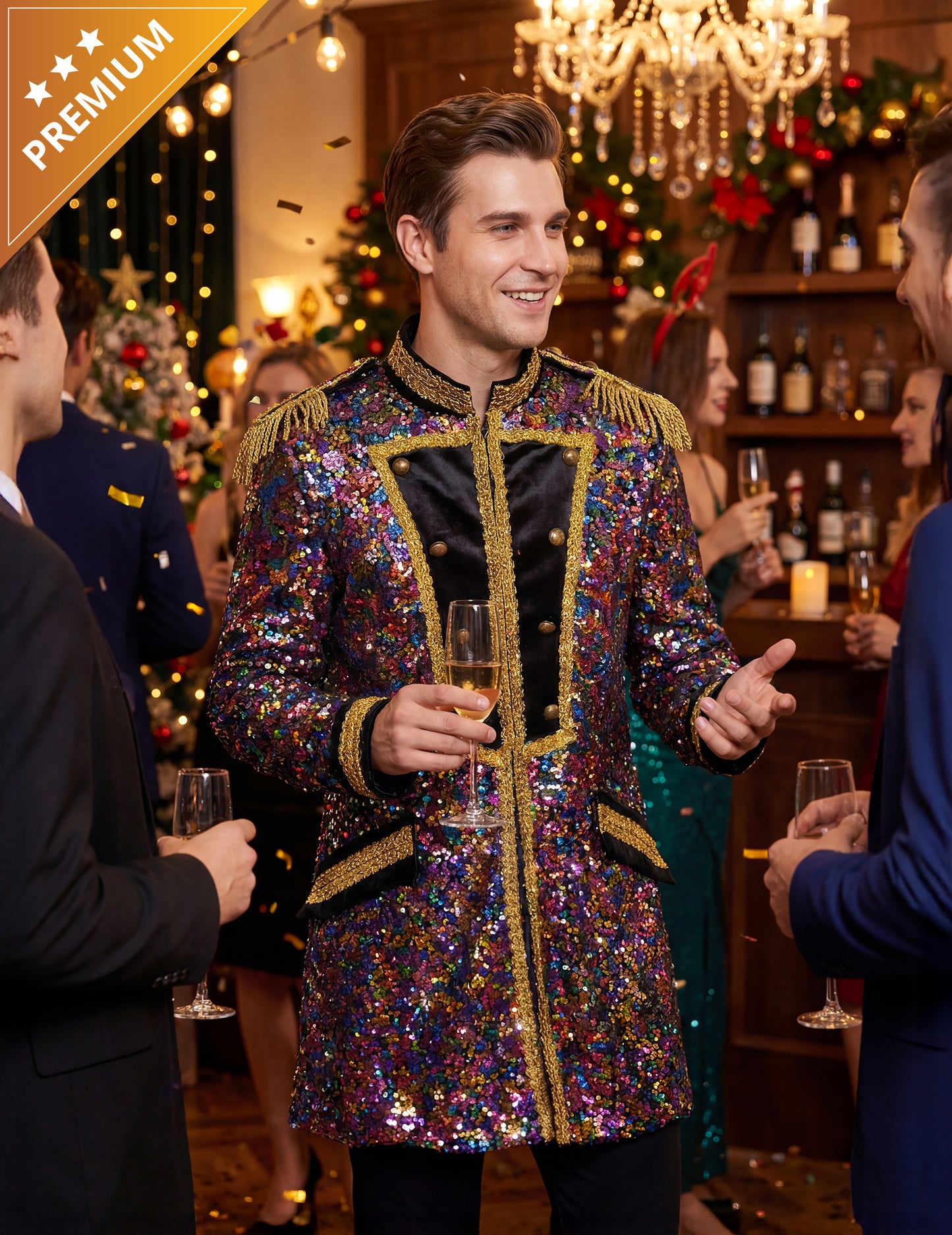 Veste à sequins multicolores de luxe homme