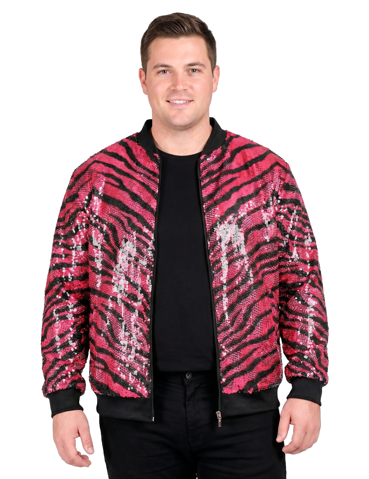 Veste à sequins tigrée rose adulte