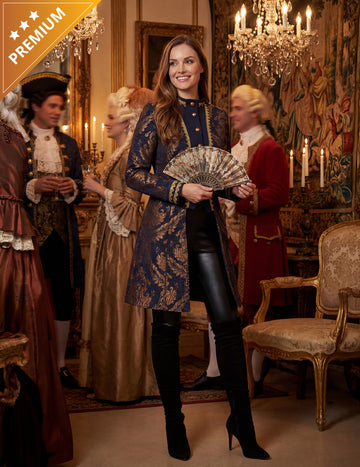 Veste baroque brodée luxe bleue femme